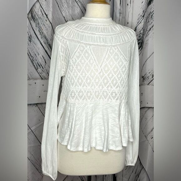 Free People Cottage Core Lace Blouse White S - Picture 1 of 8